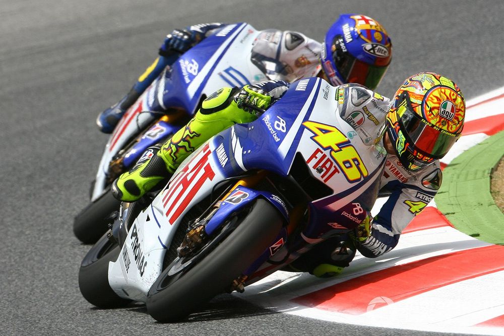 Rossi pulled one of MotoGP's most iconic overtakes on the last corner of the 2009 Catalan GP to steal victory from Lorenzo