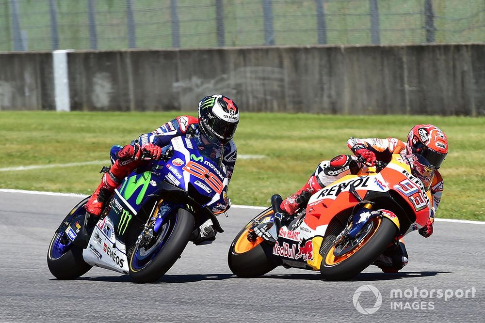 Lorenzo snatched victory from Marquez on the line in a thrilling Mugello race in 2016 - much to the annoyance of the partisan Italian crowd