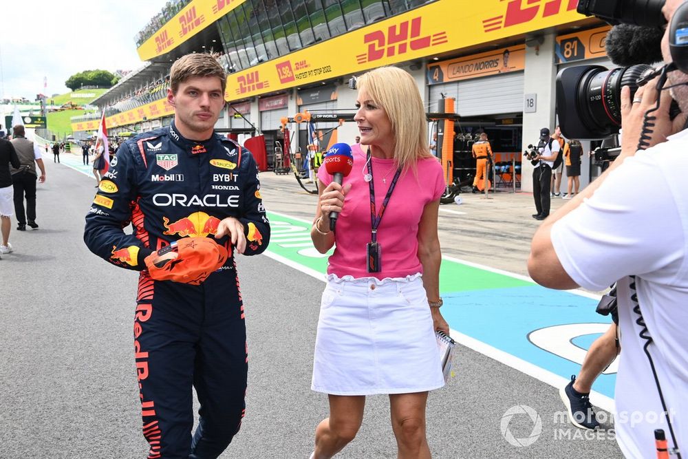 Max Verstappen, Red Bull Racing, is interviewed by Rachel Brookes, Sky Sports F1