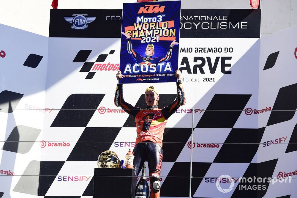 Acosta won the Moto3 title in his rookie season and scored his first grand prix victory from pitlane at the Doha GP