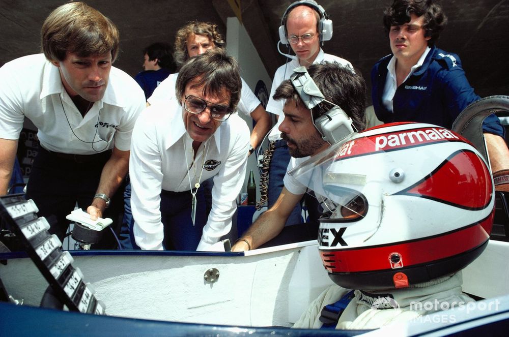 Nelson Piquet, Brabham BT49C Ford, Bernie Ecclestone and Gordon Murray