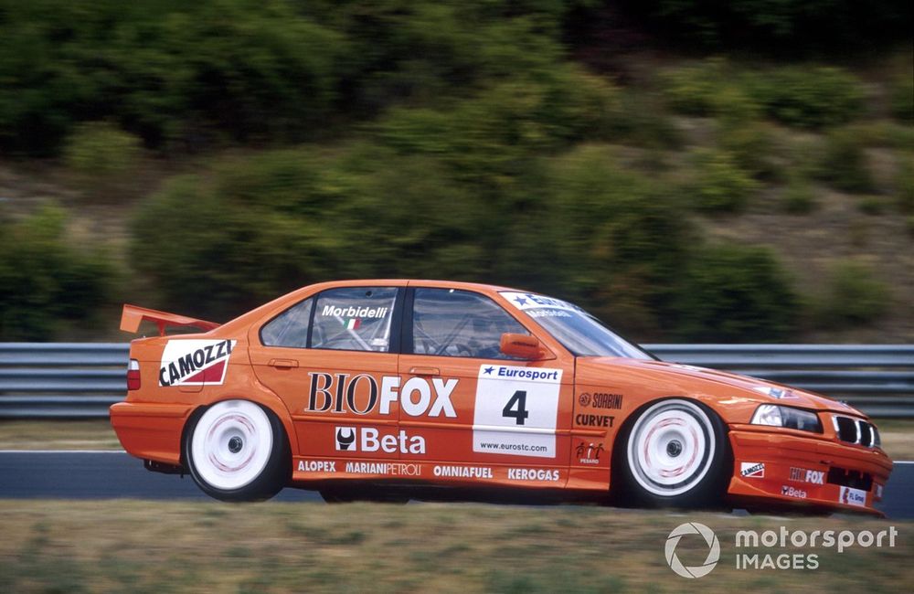 Several enjoyable years were spent in touring cars at the CiBiEmme team. Pictured is Morbidelli on his way to victory in the European Super Touring Cup at the Hungaroring in 2000