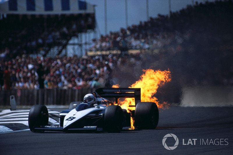 Andrea de Cesaris' BMW engine blows up