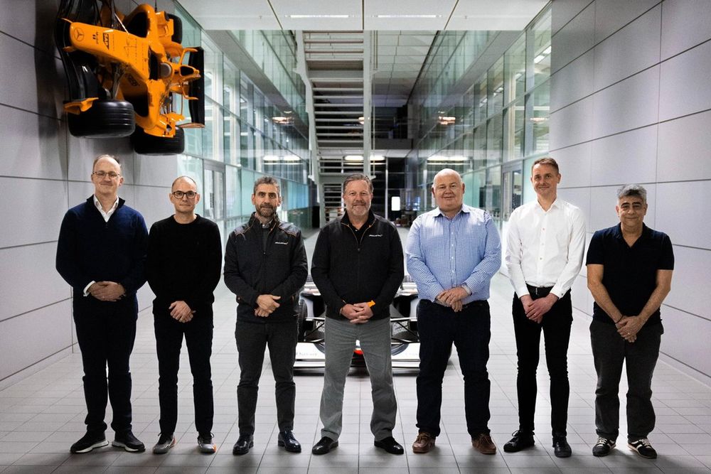 Zak Brown, McLaren Racing CEO, David Sanchez, Rob Marshall,  Andrea Stella, McLaren Team Principal
