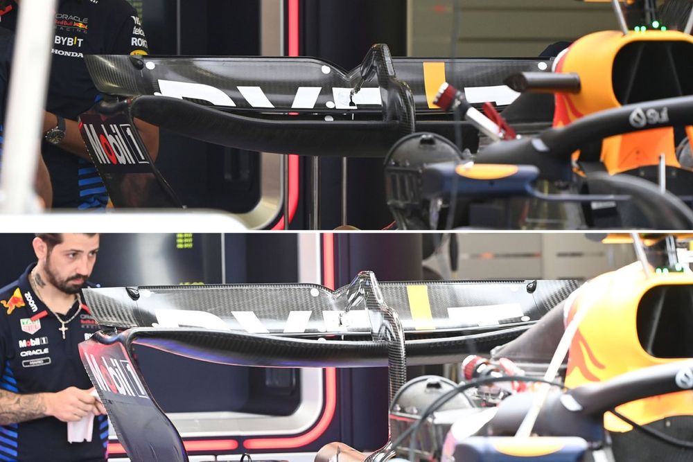Red Bull RB20 rear wing comparison
