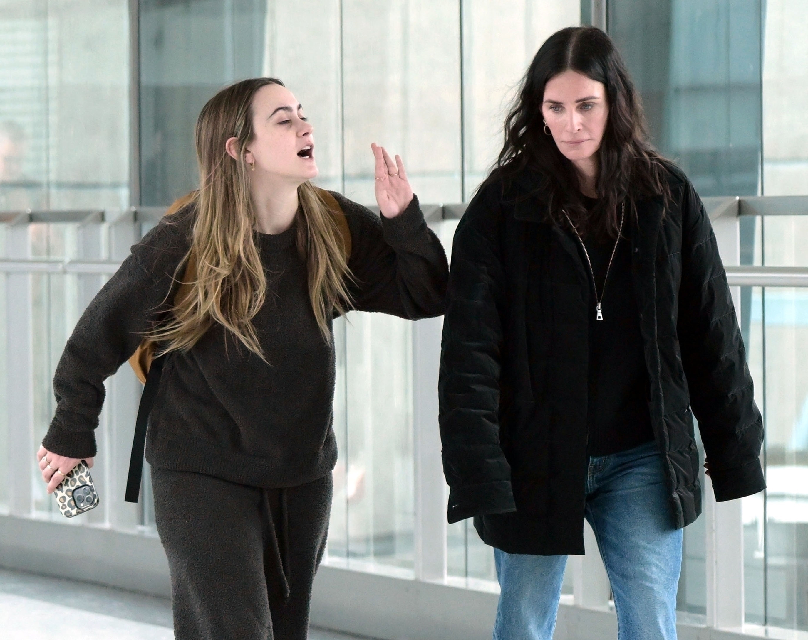 Courteney Cox and Coco Arquette at Heathrow Airport