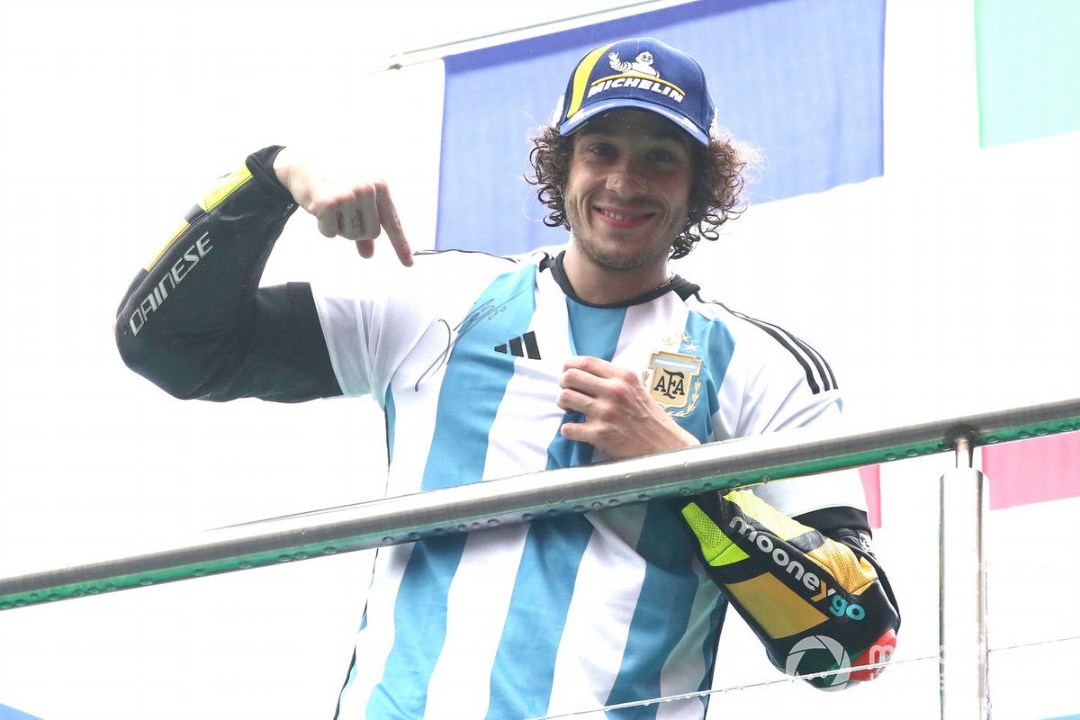 Bezzecchi's victory celebrations had shades of Rossi's own triumph in Argentina back in 2015